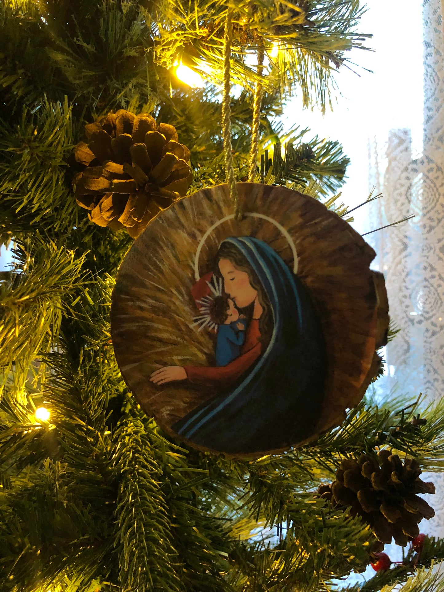 Rustic Wood Silent Night Ornament
