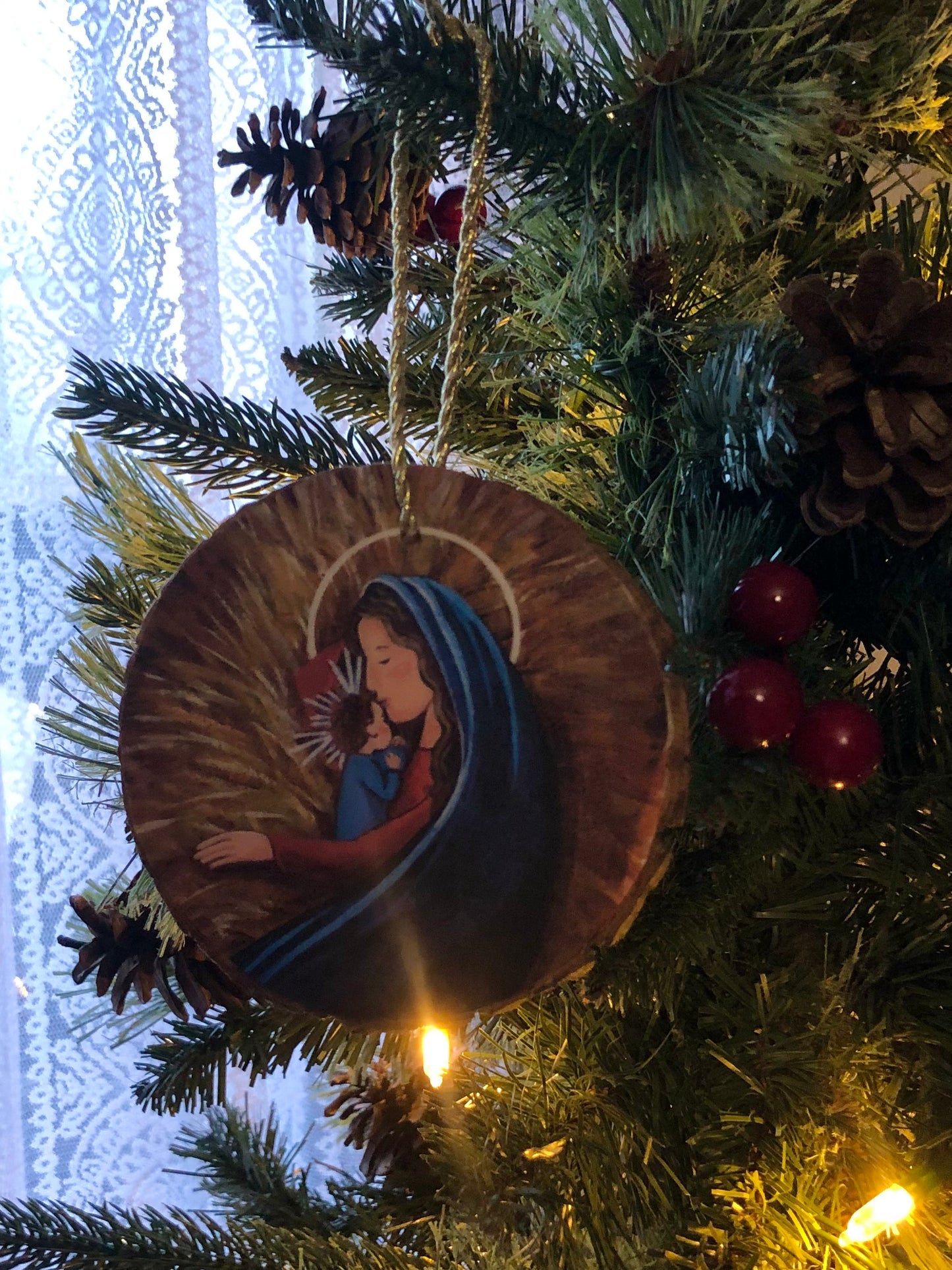 Rustic Wood Silent Night Ornament