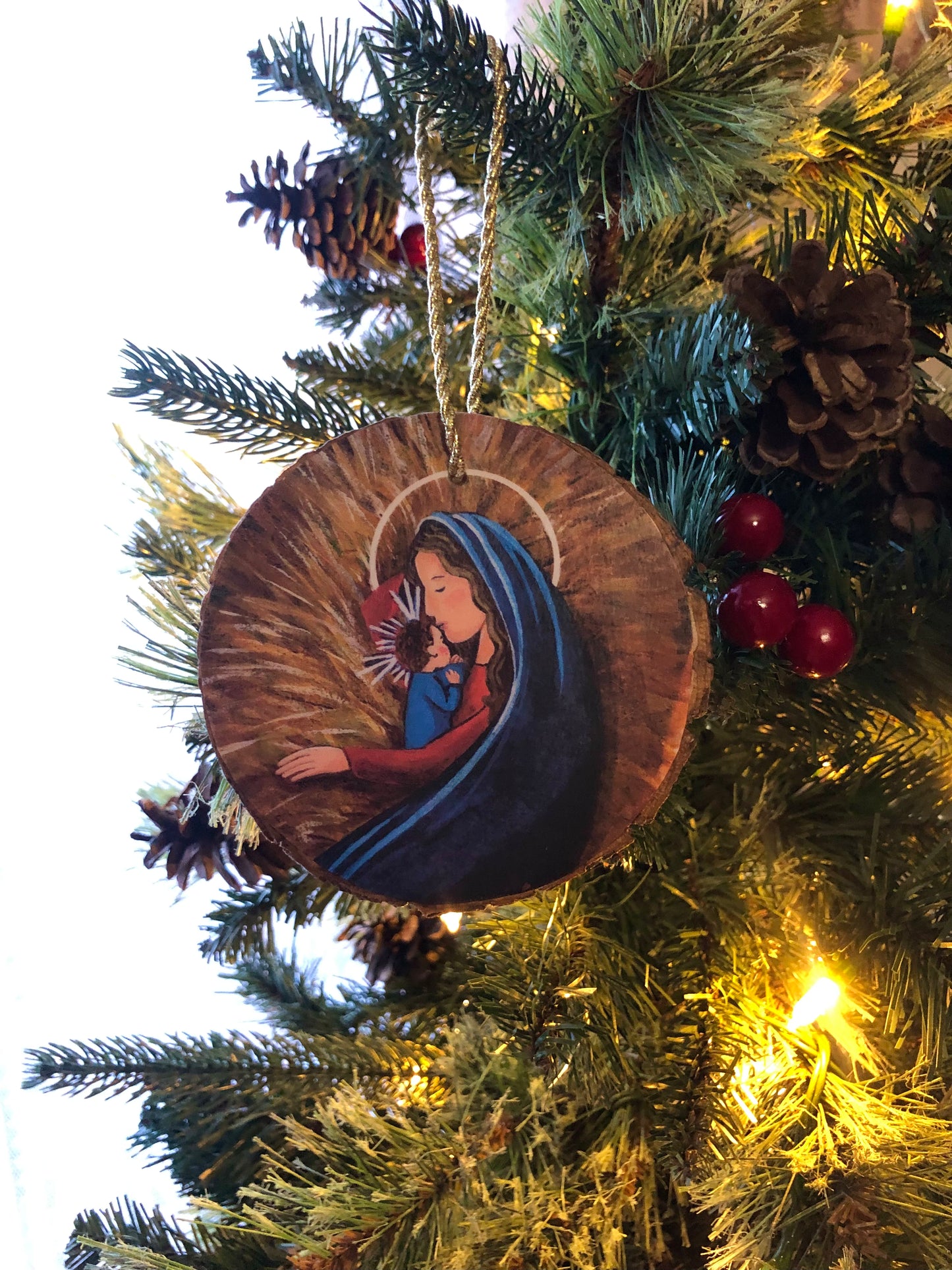 Rustic Wood Silent Night Ornament