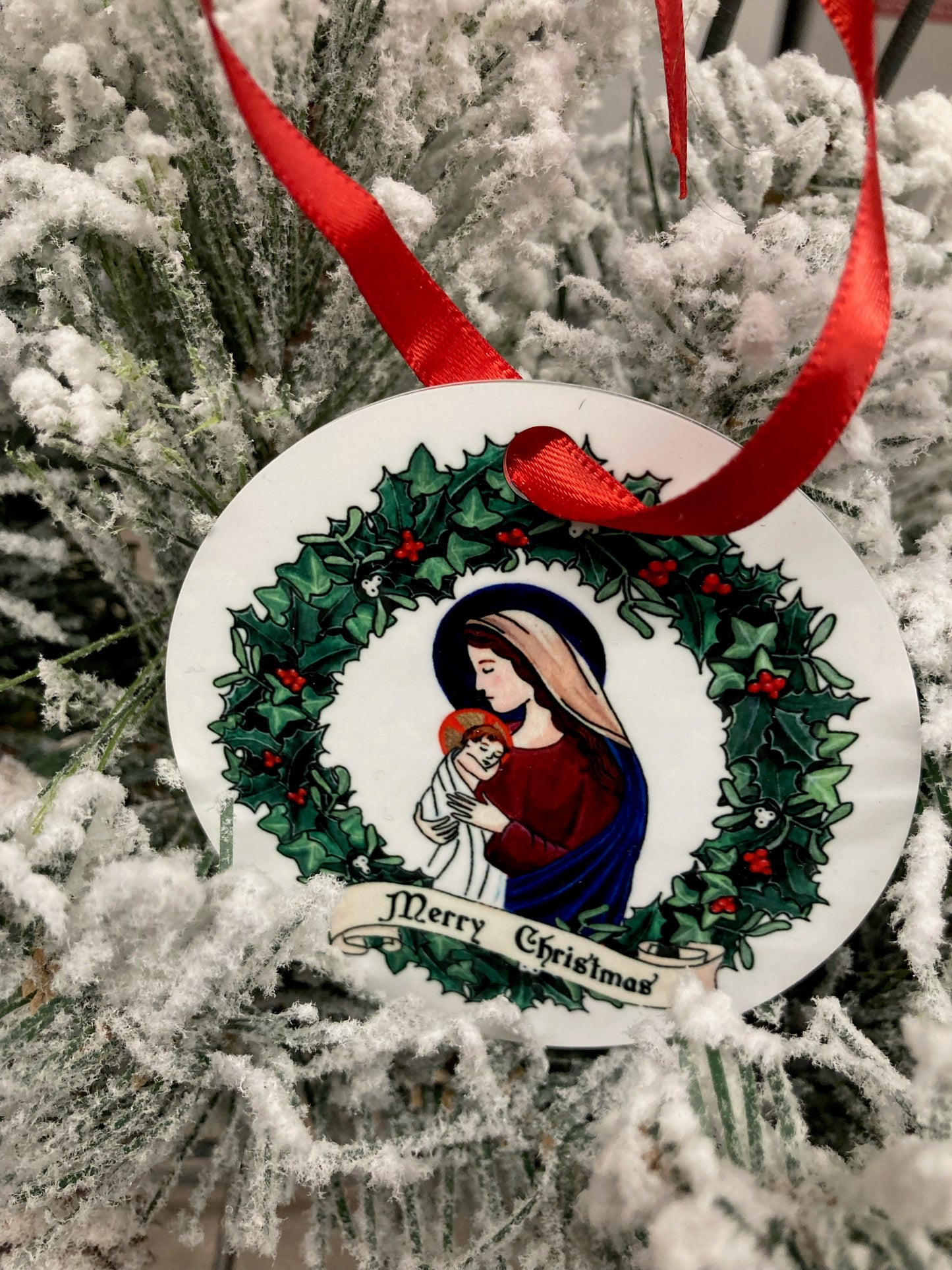 Holly Wreath Christmas Ornament