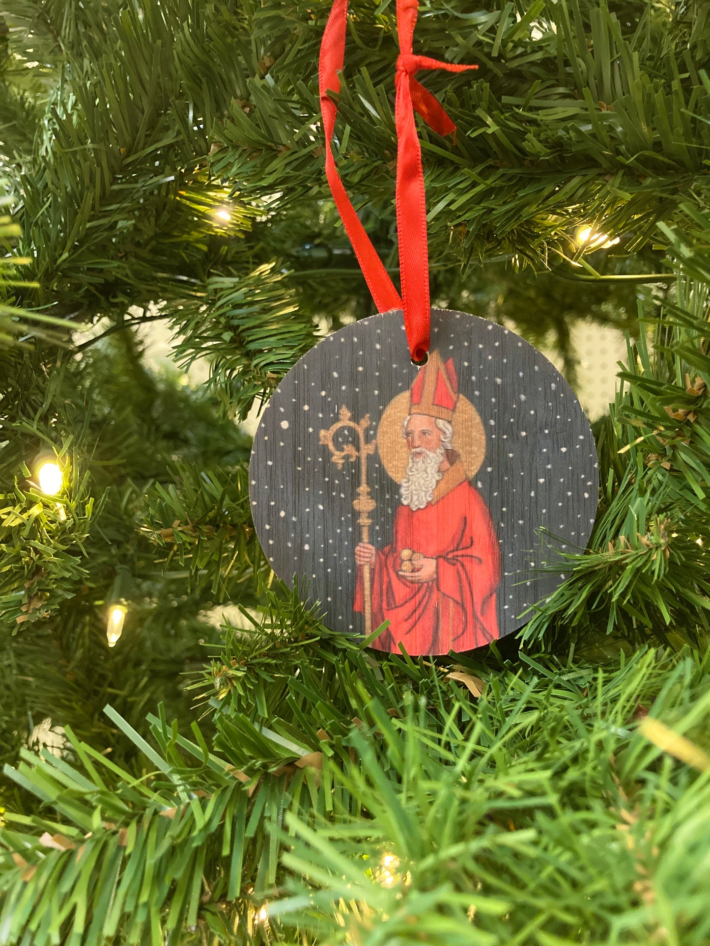 St Nicholas Printed Bamboo Ornament