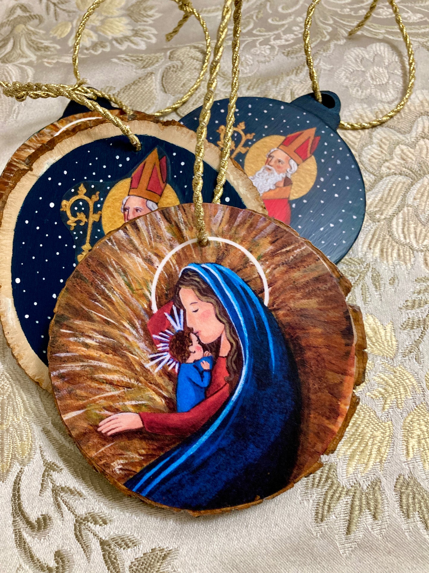 Rustic Wood Silent Night Ornament