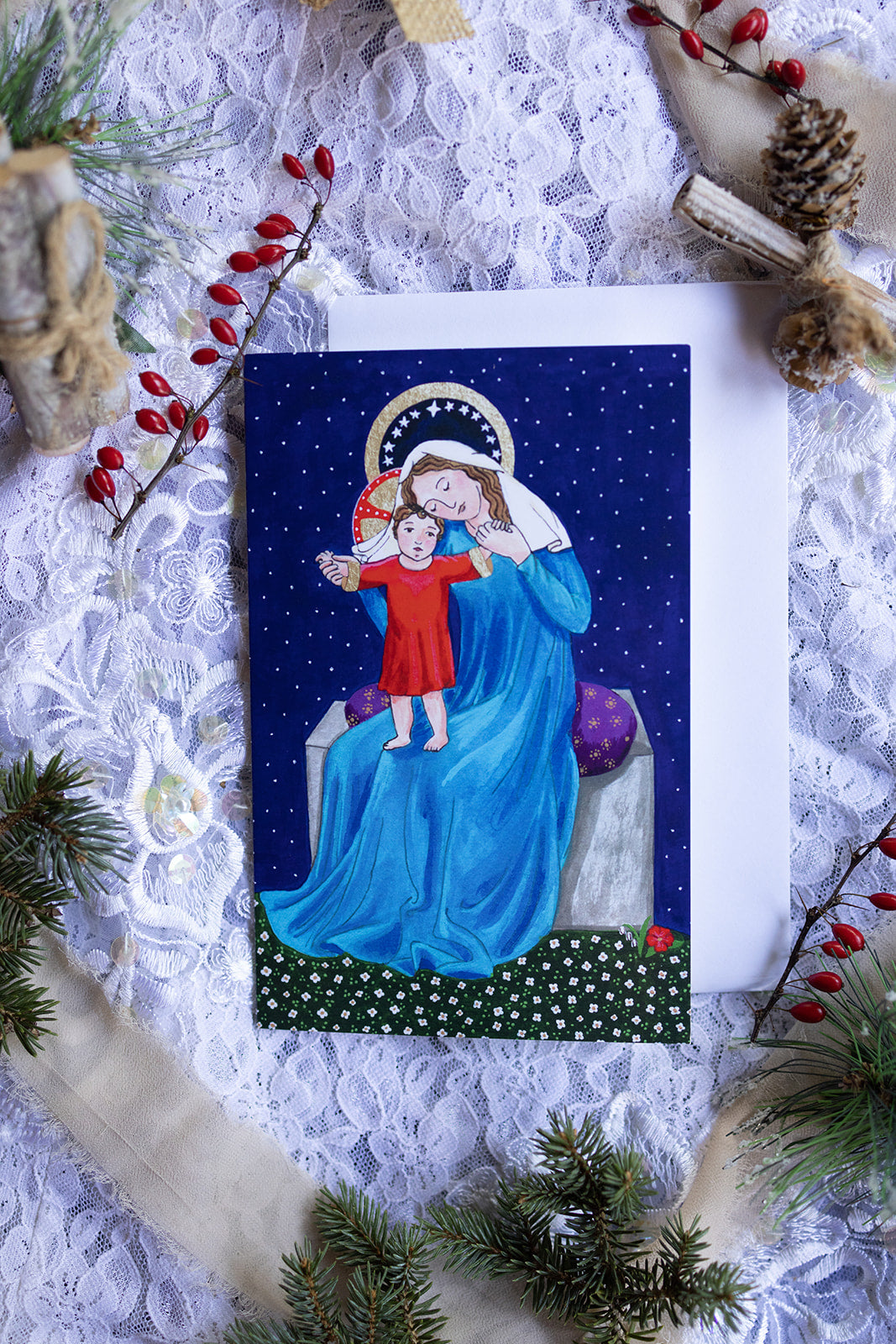 Christ and His Mother Christmas Card