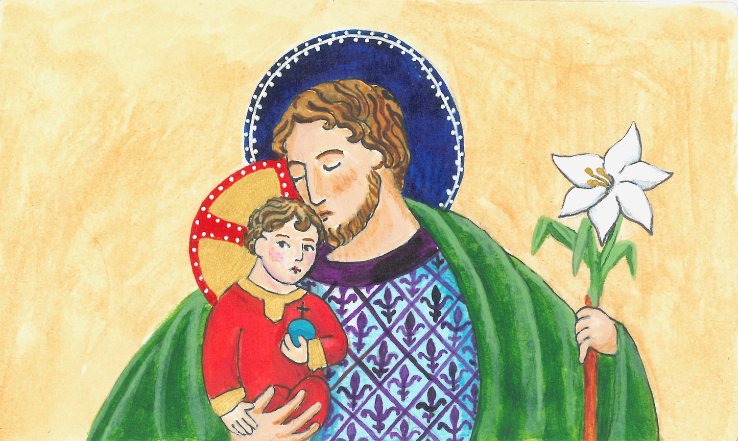 St Joseph with the Christ Child Art Print