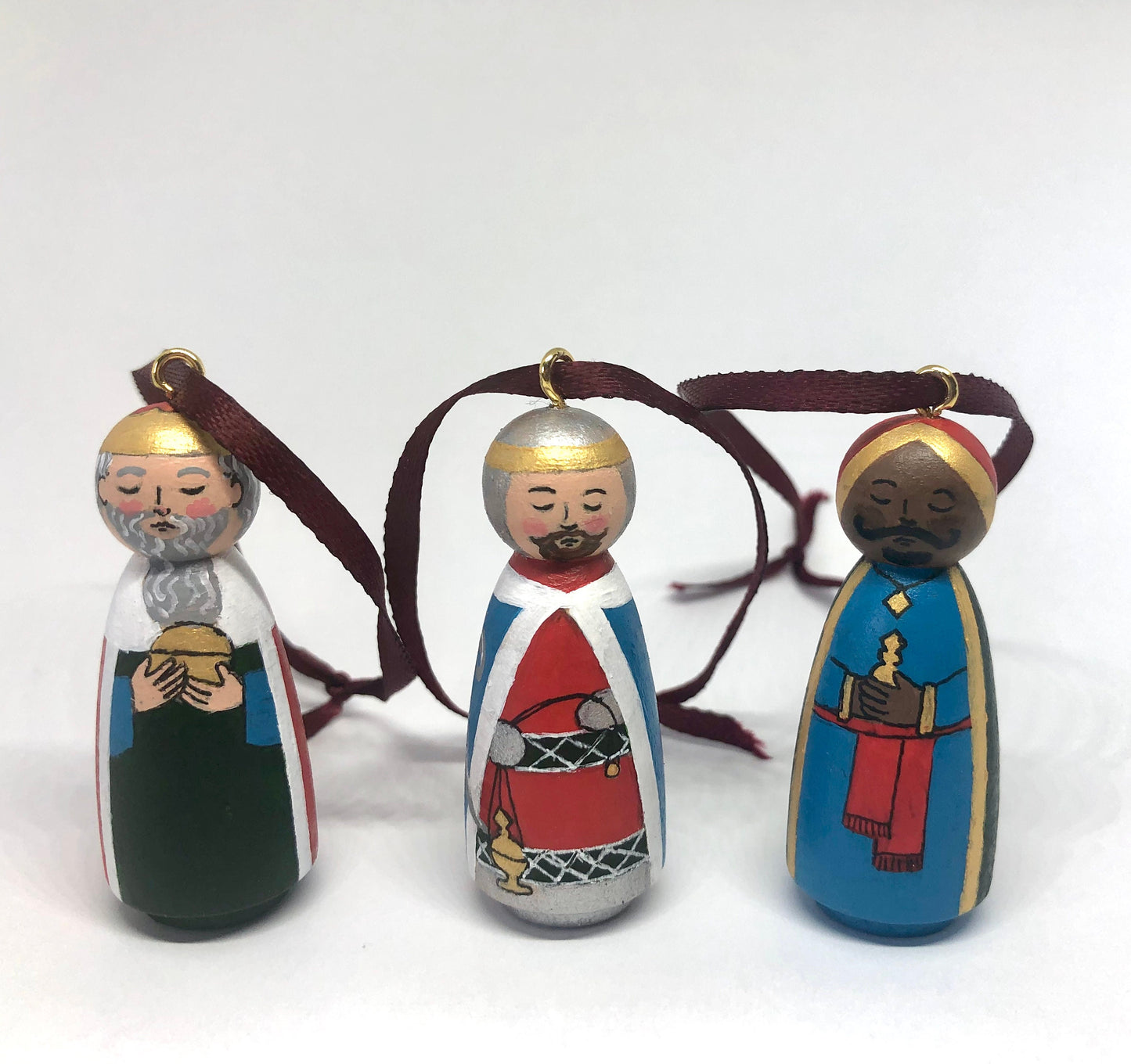 Three Kings Ornaments - Three Kings Peg Dolls