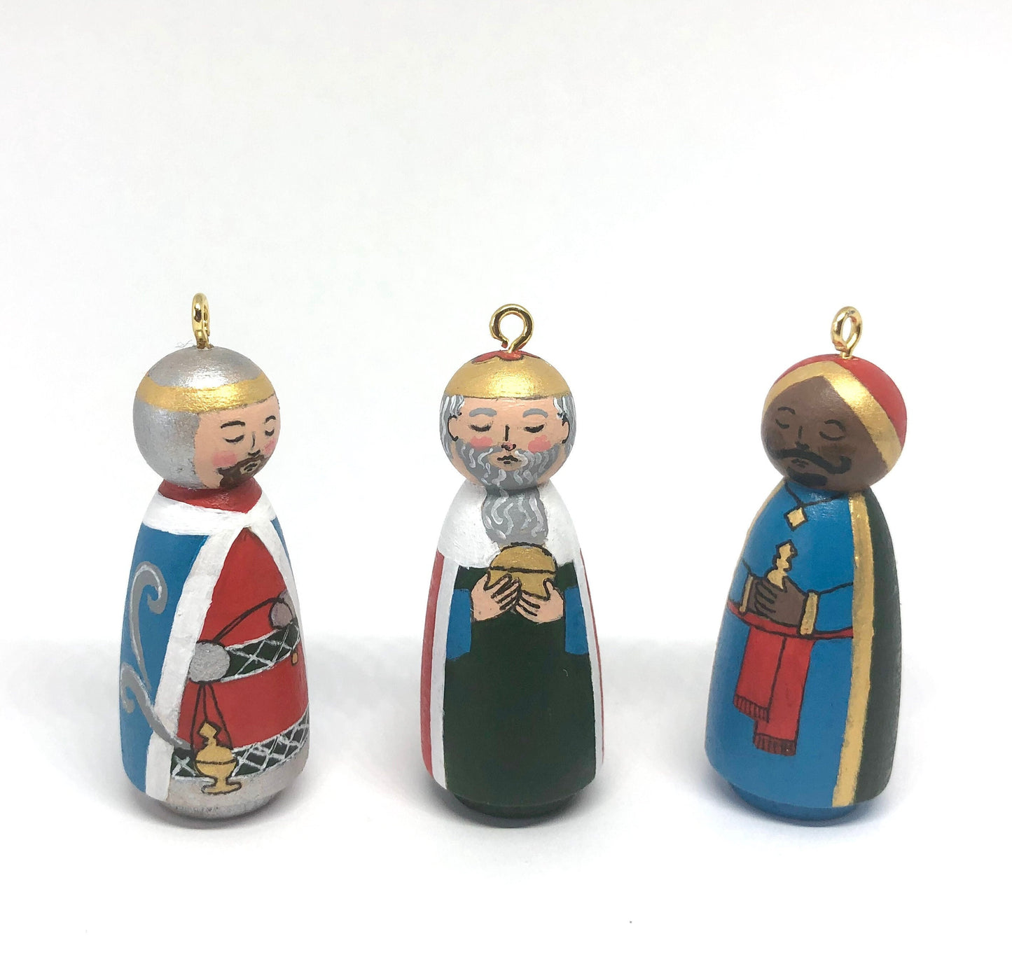Three Kings Ornaments - Three Kings Peg Dolls